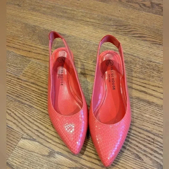 Pas de Rouge Shoes - Pas De Rouge Pink Pointed Toe Slingback Flats Size 36.5